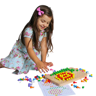 Children Building Toy Creative Peg Board with 296 Pegs Model